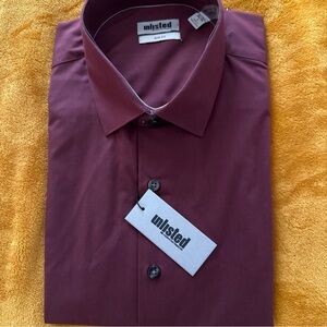 Unlisted Men’s Slim Fit Dress Shirt Burgundy Size L 16–16.5 34–35 NWT